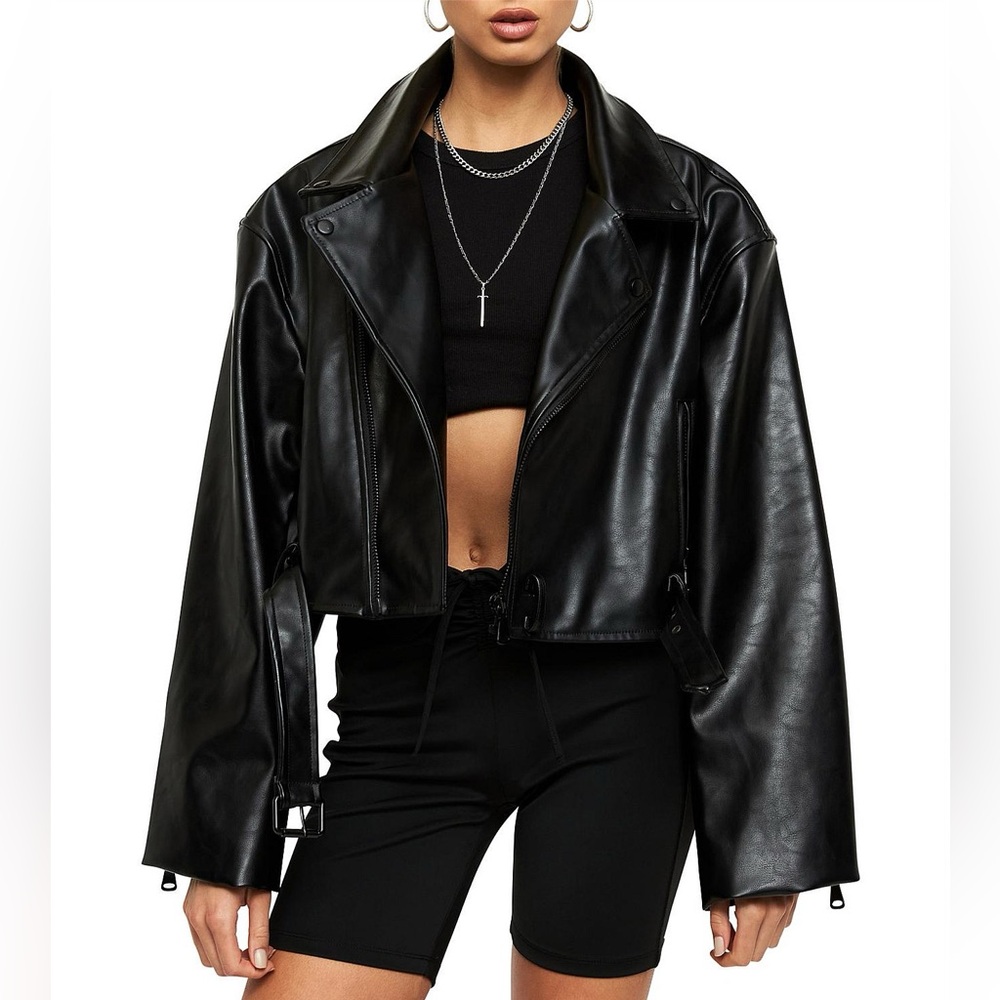 Lioness Staten Island Black Faux Leather Jacket